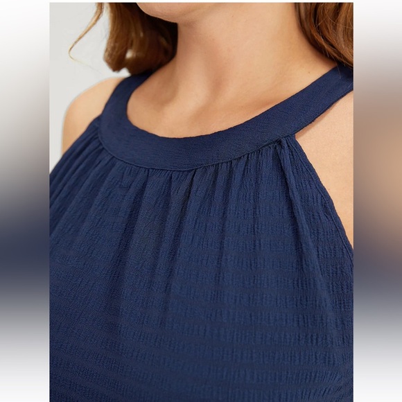 BloomChic Plus Size 4XL Solid Knot Halter Pocket Belted Ruffles Tiered Hem Dress - Picture 3 of 8